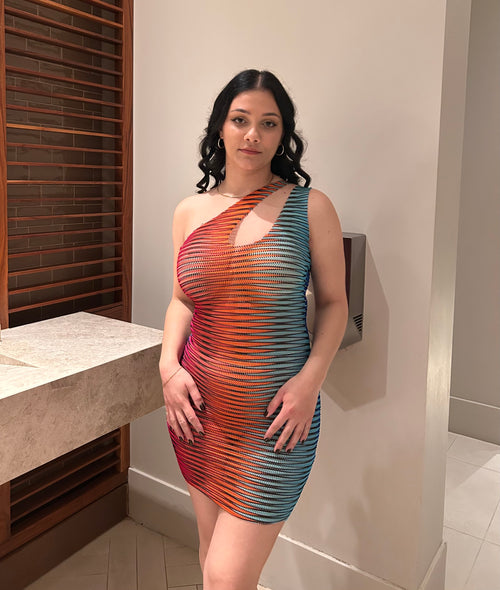OMBRE BODYCON DRESS - RED