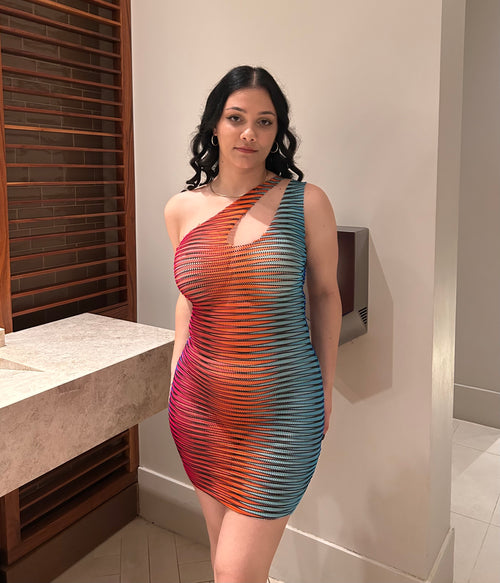 OMBRE BODYCON DRESS - RED