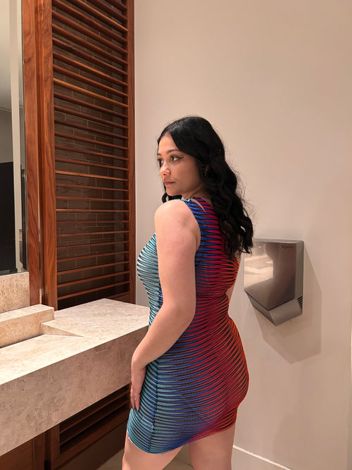 OMBRE BODYCON DRESS - RED