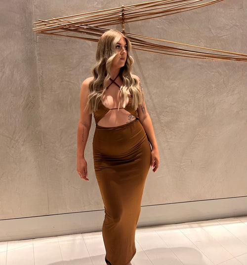 LUNA MAXI DRESS - BROWN