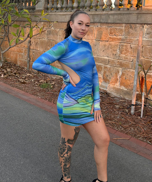 NEPTUNE MINI DRESS - BLUE