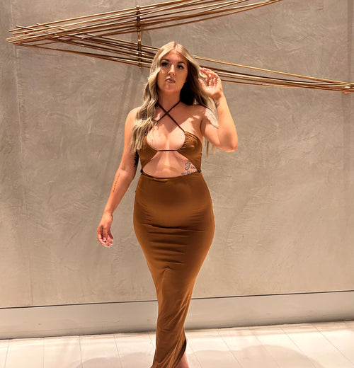 LUNA MAXI DRESS - BROWN