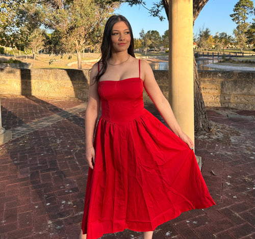 AZURE MIDI DRESS - RED