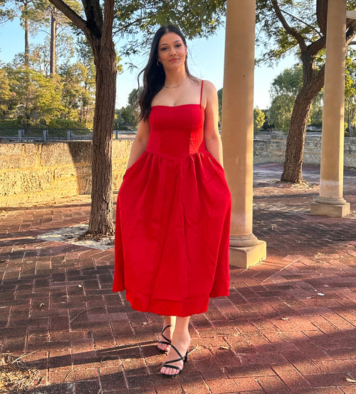 AZURE MIDI DRESS - RED