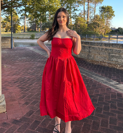 AZURE MIDI DRESS - RED