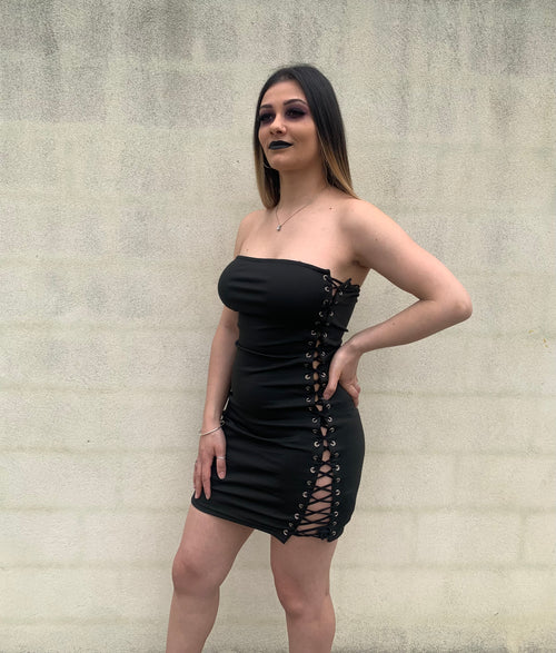 FOXIE LACE MINI DRESS - BLACK