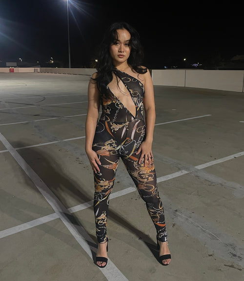 FLORAL JUMPSUIT - BLACK