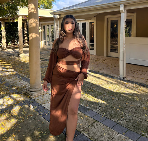 TOO GOOD TO YOU TWO PIECE SET - BROWN