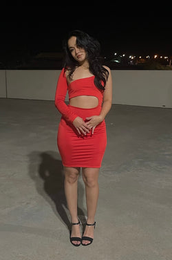 MODEL BEHAVIOUR BODYCON DRESS - RED