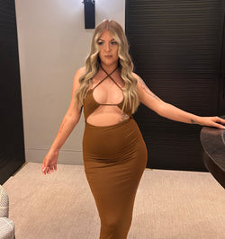 LUNA MAXI DRESS - BROWN