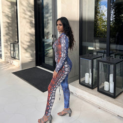 SNAKE PRINT JUMPSUIT - BLUE