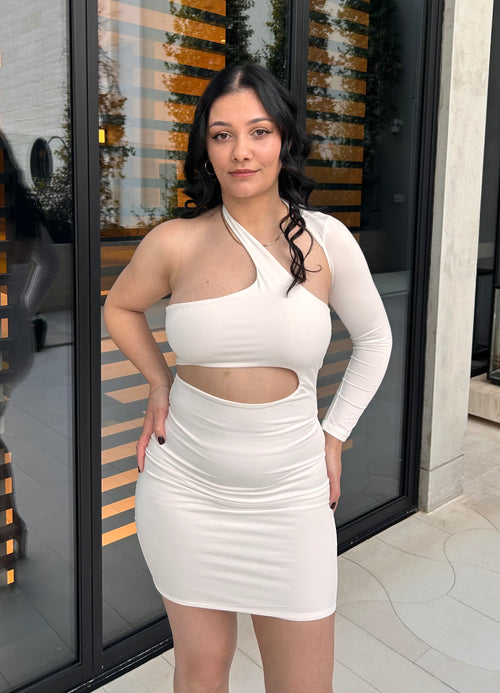 MODEL BEHAVIOUR BODYCON DRESS - WHITE